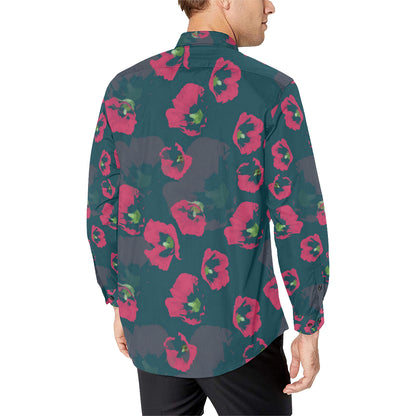 Morning Glory Pattern Print Design 01 Men's Long Sleeve Shirt