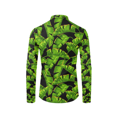 Banana Leaf Pattern Print Design BL06 Men's Long Sleeve Shirt
