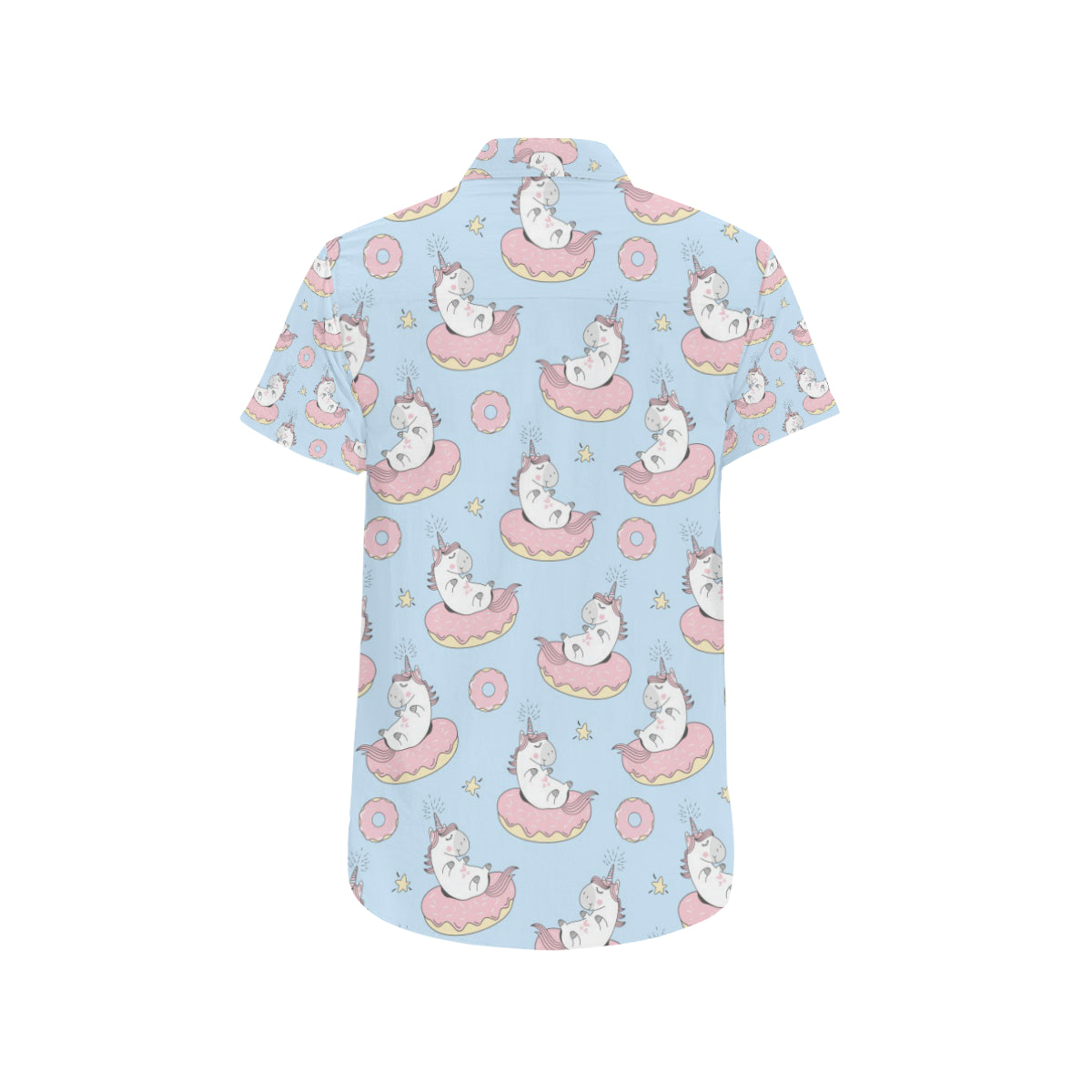 Donut Unicorn Pattern Print Design DN014 Men's Short Sleeve Button Up Shirt