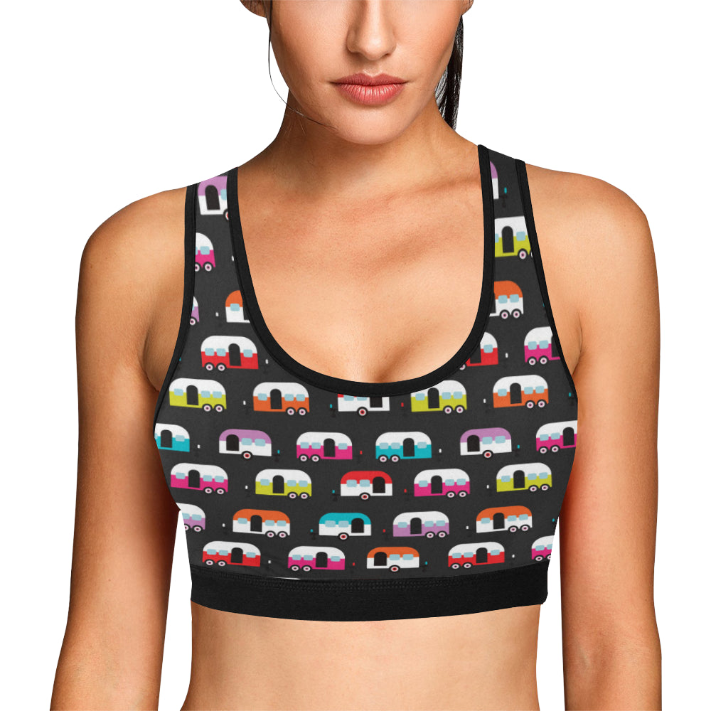 Camper Caravan Pattern Sports Bra
