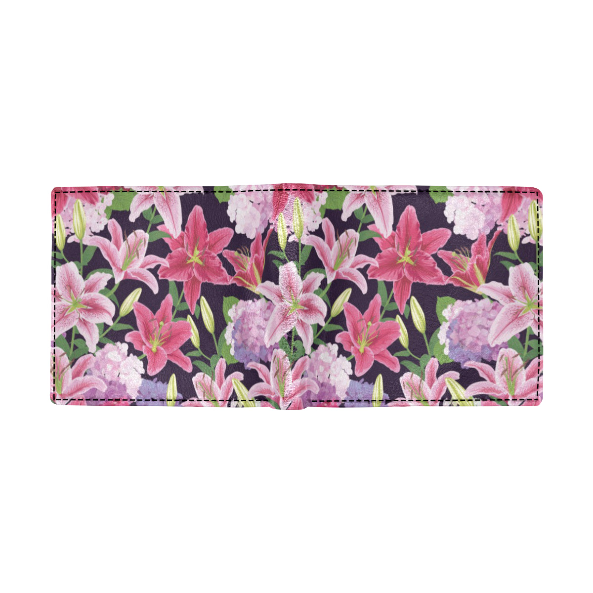 Lily Pattern Print Design LY017 Men's ID Card Wallet
