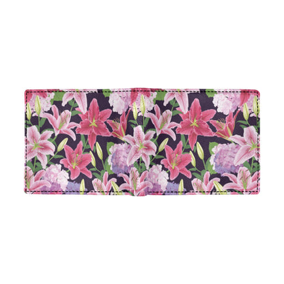 Lily Pattern Print Design LY017 Men's ID Card Wallet