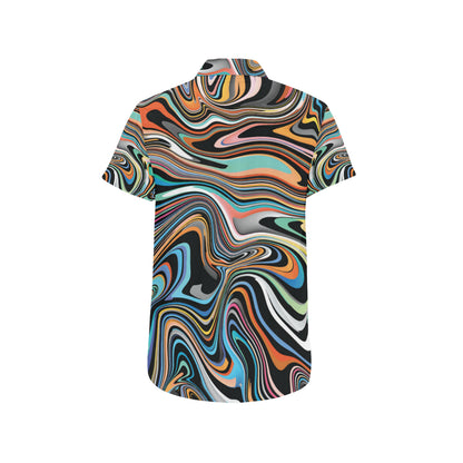 Liquid Pattern Print Design 02 Men's Short Sleeve Button Up Shirt