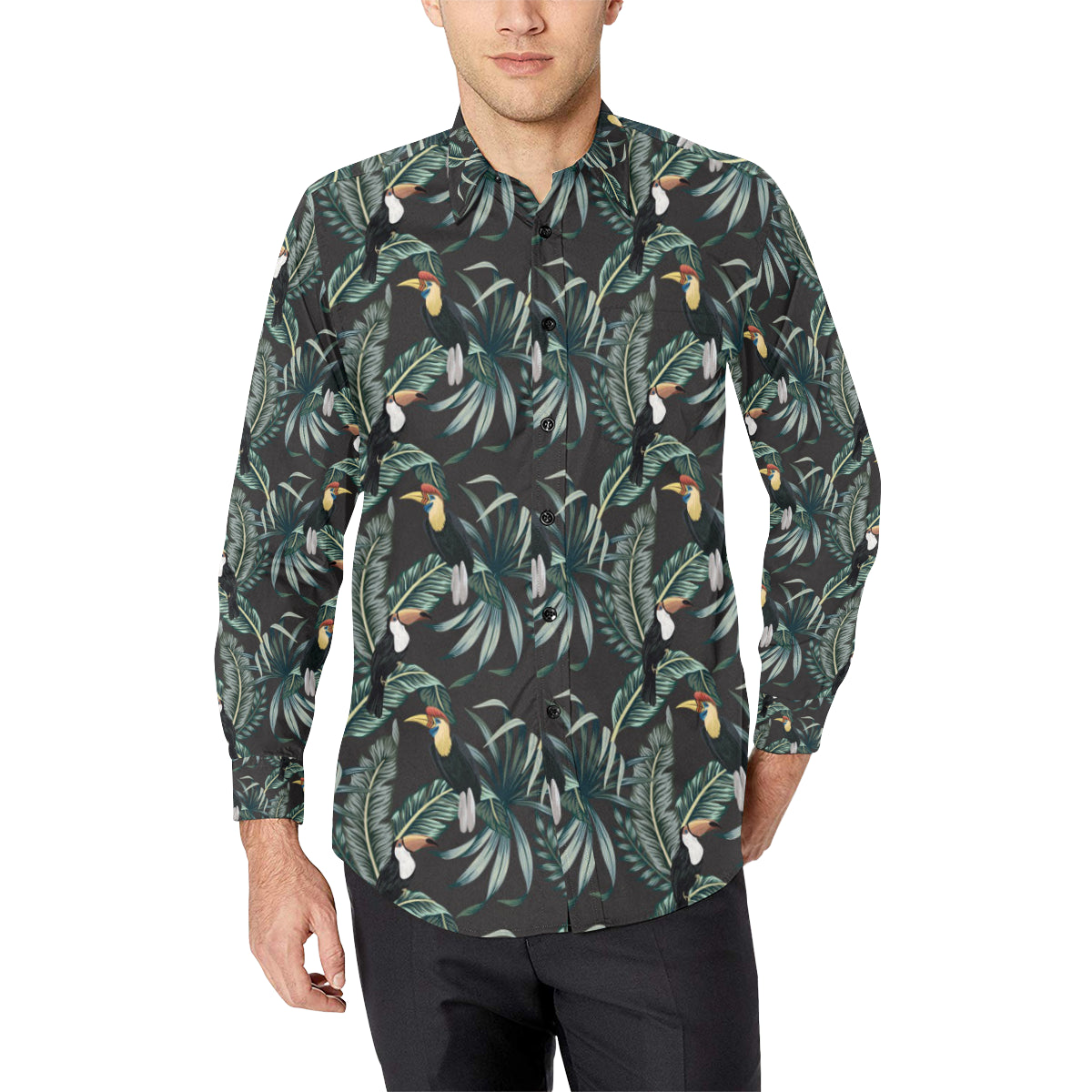 Rainforest Pattern Print Design RF06 Men's Long Sleeve Shirt
