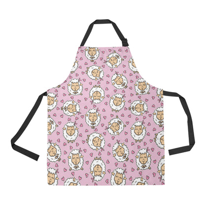 Sheep Cute Pattern Print Design 01 Apron with Pocket