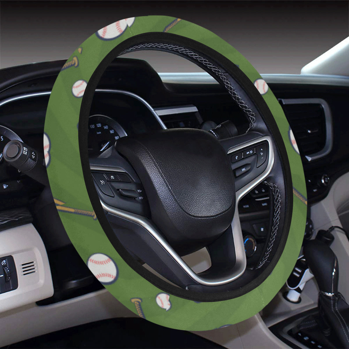 Baseball Pattern Print Design 02 Steering Wheel Cover with Elastic Edge