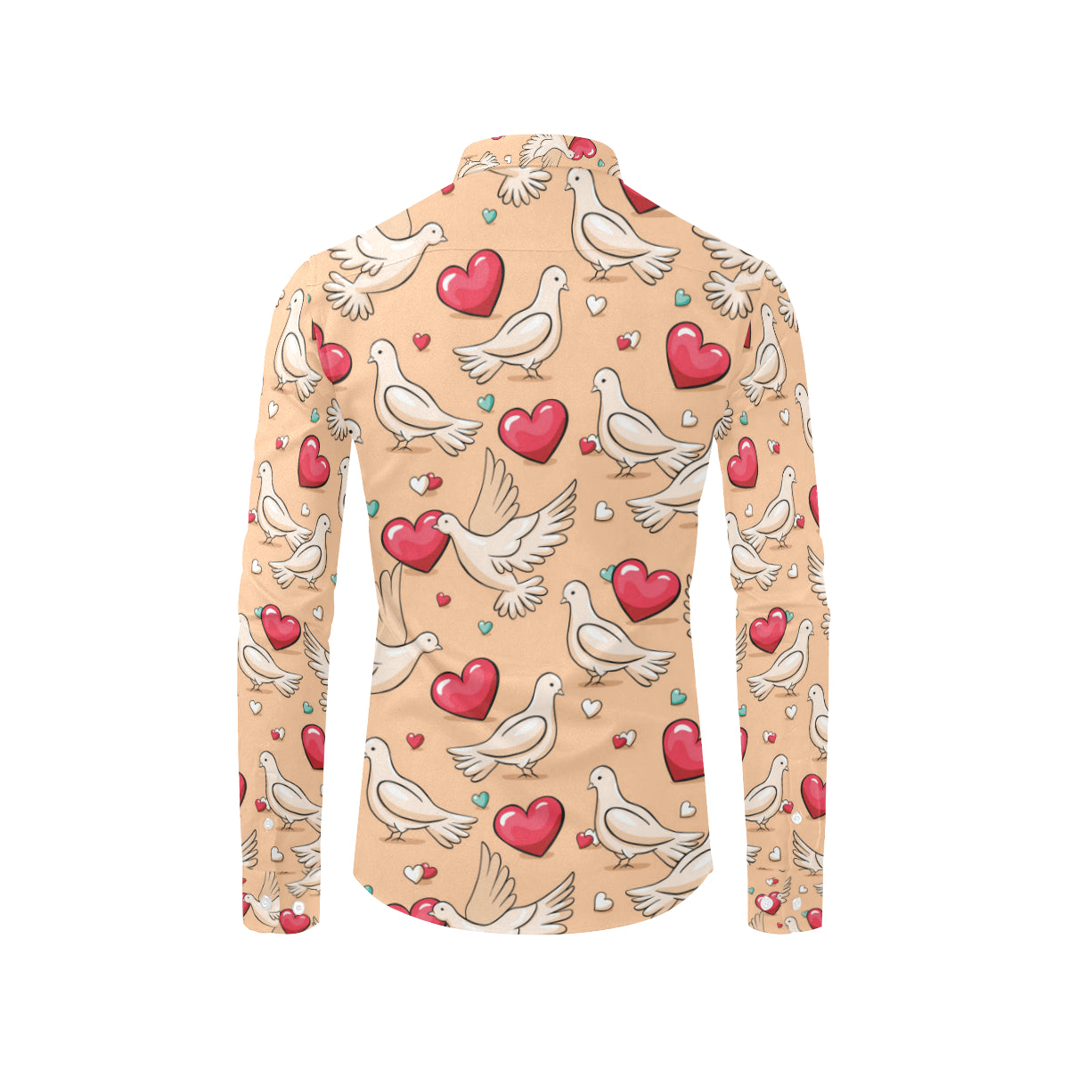 Pigeon Heart Pattern Print Design 04 Men's Long Sleeve Shirt