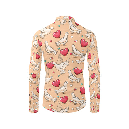 Pigeon Heart Pattern Print Design 04 Men's Long Sleeve Shirt