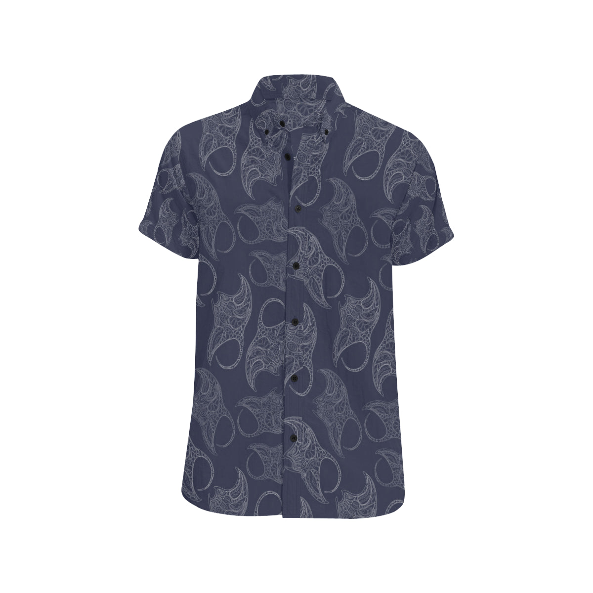 Manta Ray Pattern Print Design 01 Men's Short Sleeve Button Up Shirt