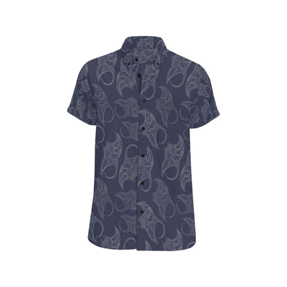 Manta Ray Pattern Print Design 01 Men's Short Sleeve Button Up Shirt