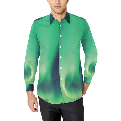 Aurora Borealis Pattern Print Design 04 Men's Long Sleeve Shirt