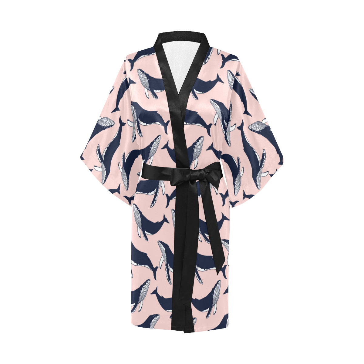 Humpback Whale Pattern Print Design 02 Women's Short Kimono
