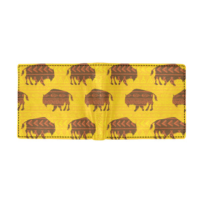 Bison Native Pattern Print Design 01 Men's ID Card Wallet