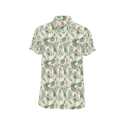 Bird Of Paradise Pattern Print Design 04 Men's Short Sleeve Button Up Shirt