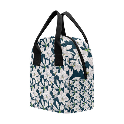 Amaryllis Pattern Print Design AL02 Insulated Lunch Bag