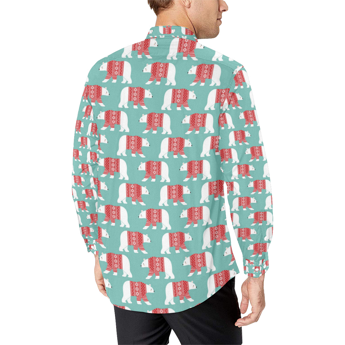 Polar Bear Pattern Print Design A04 Men's Long Sleeve Shirt