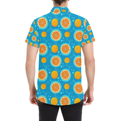 Grapefruit Pattern Print Design GF03 Men's Short Sleeve Button Up Shirt