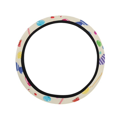 Candy Pattern Print Design 04 Steering Wheel Cover with Elastic Edge