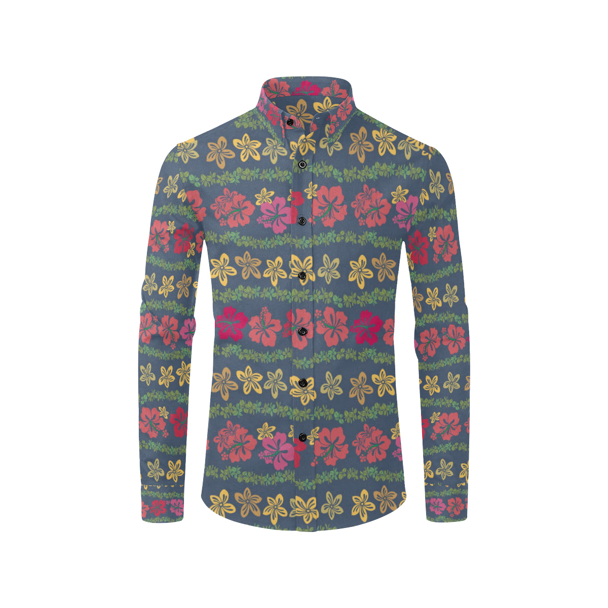 Hawaiian Themed Pattern Print Design H018 Men's Long Sleeve Shirt