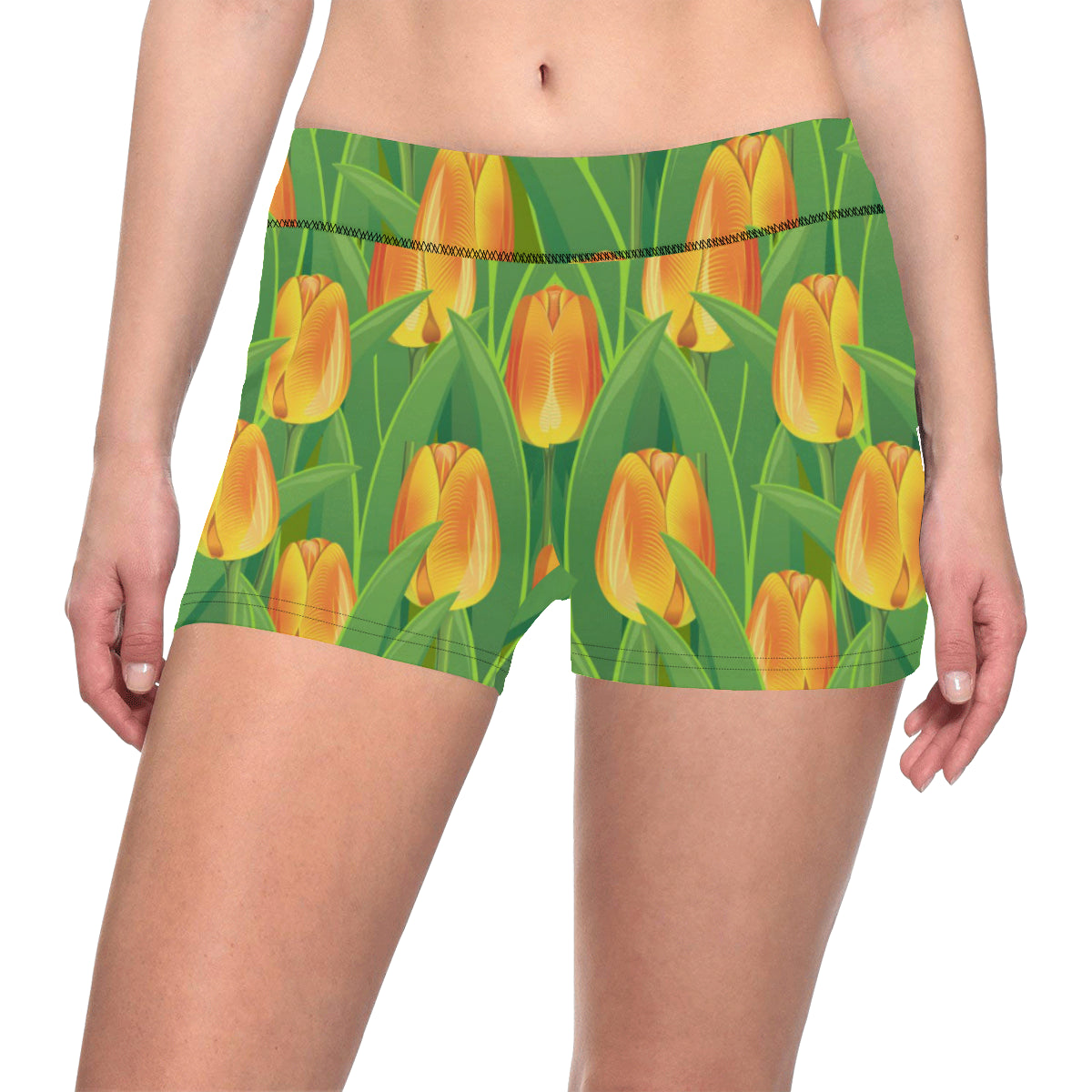 Tulip Orange Pattern Print Design TP07 Yoga Shorts