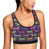 Dragonfly Neon Color Print Pattern Sports Bra