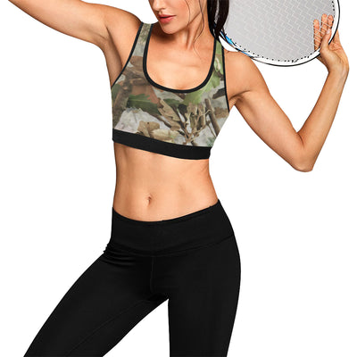 Camo Realistic Tree Forest Print Sports Bra