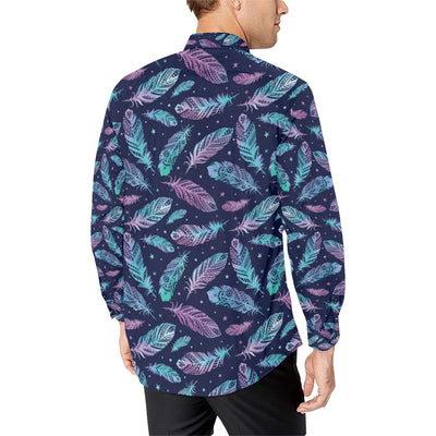 Feather Aztec Design Print Men's Long Sleeve Shirt