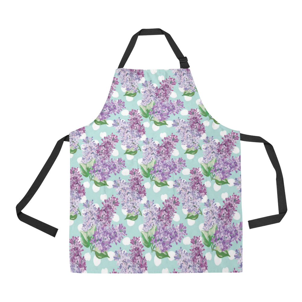 Lilac Pattern Print Design 02 Apron with Pocket