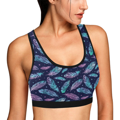 Feather Aztec Design Print Sports Bra