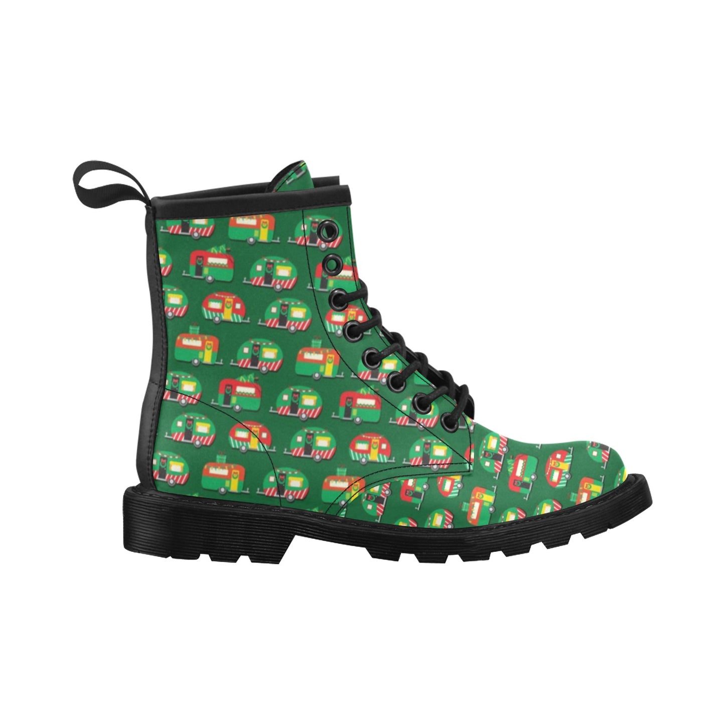 Camper Camping Christmas Themed Print Women's Boots