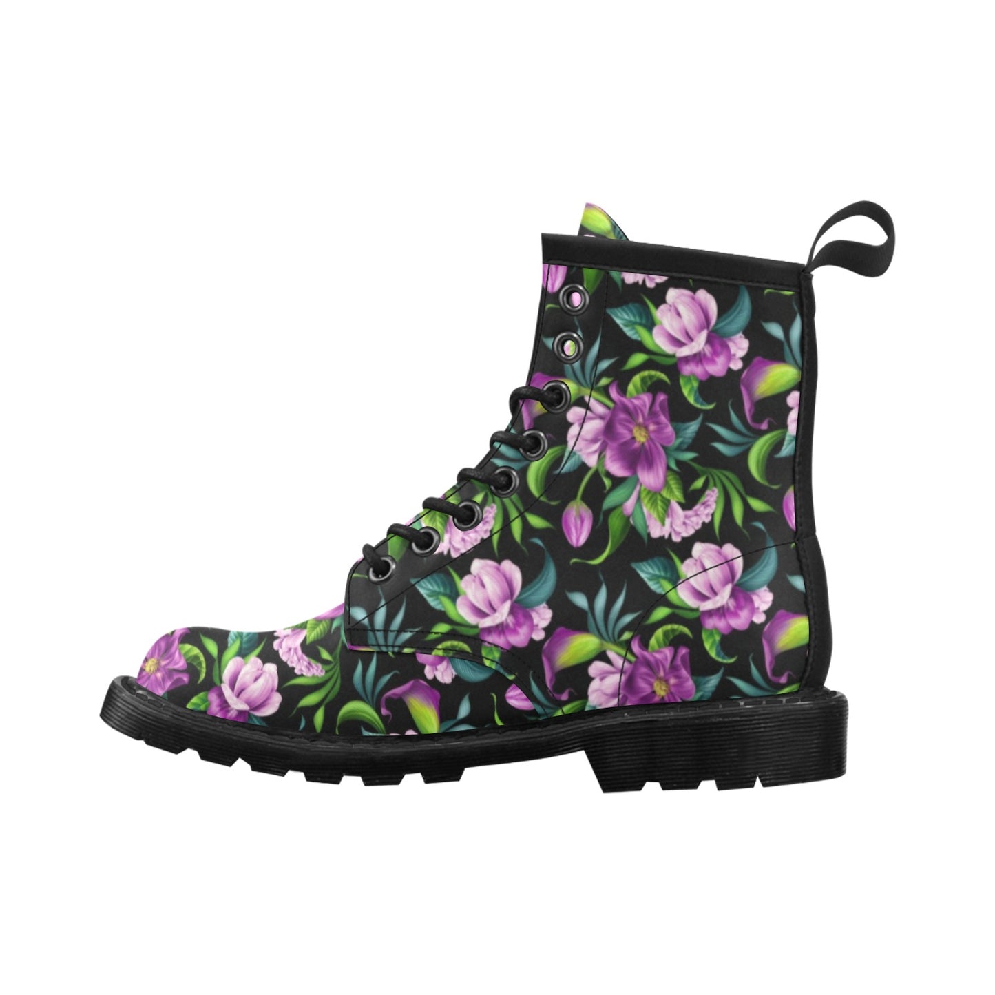 Bright Purple Floral Pattern Women's Boots