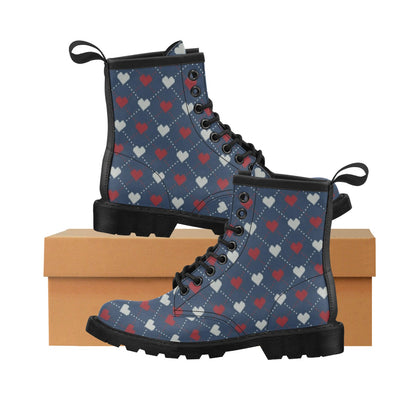 Heart Knit Pattern Print Design HE05 Women's Boots