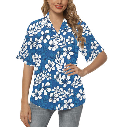 Plumeria Pattern Print Design PM015 Women's Hawaiian Shirt