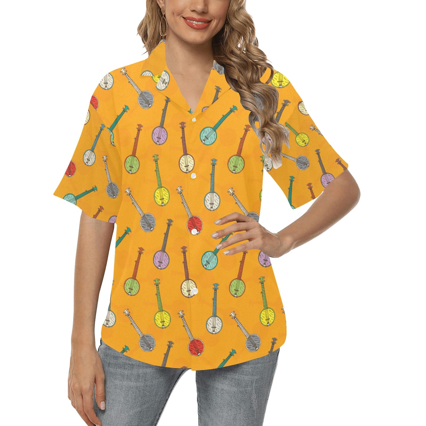 Banjo Pattern Print Design 02 Women's Hawaiian Shirt