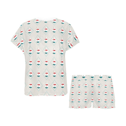 Sailboat Print Design LKS301 Women's Short Pajama Set