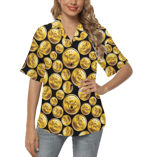 Bitcoin Pattern Print Design DO05 Women's Hawaiian Shirt