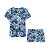 Tie Dye Dark Blue Print Design LKS306 Women's Short Pajama Set