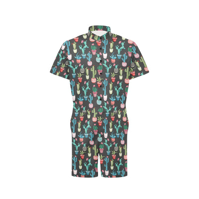 Cactus Pattern Print Design 02 Men's Romper