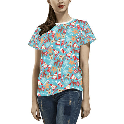 Santa Christmas Themed Print Design LKS306 Women's  T-shirt