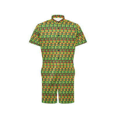 African Zip Zag Print Pattern Men's Romper