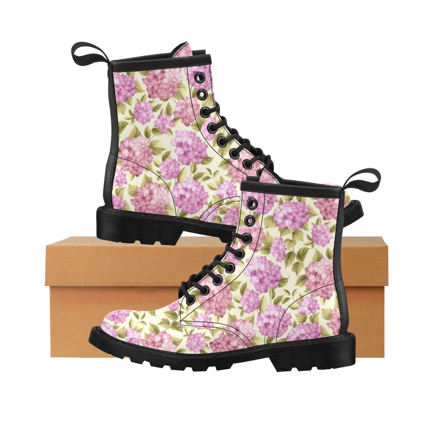 Hydrangea Pattern Print Design HD05 Women's Boots