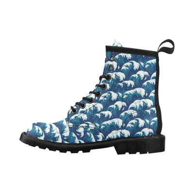 Ocean Wave Pattern Print Women's Boots