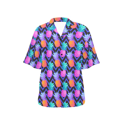 Pineapple Color Art Pattern Women's Hawaiian Shirt