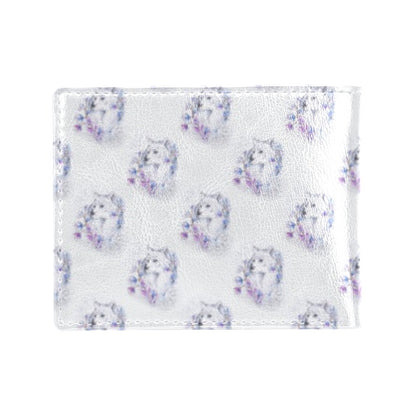 Wolf with Flower Print Design Men's ID Card Wallet