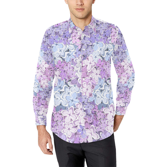 Lilac Pattern Print Design LI01 Men's Long Sleeve Shirt