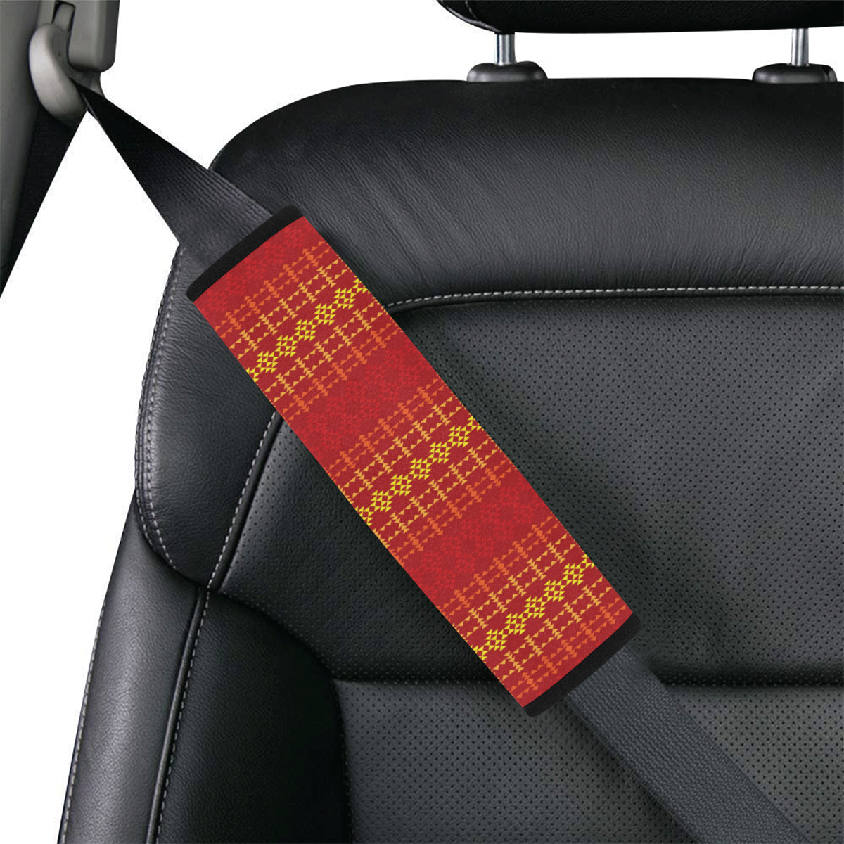 Southwest Red Gold Design Themed Print Car Seat Belt Cover