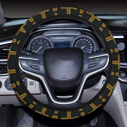 Cross Pattern Print Design 02 Steering Wheel Cover with Elastic Edge
