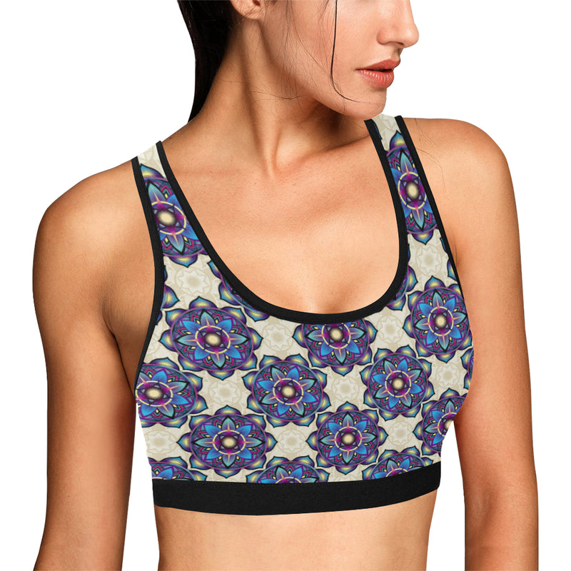 lotus Boho Pattern Print Design LO08 Sports Bra