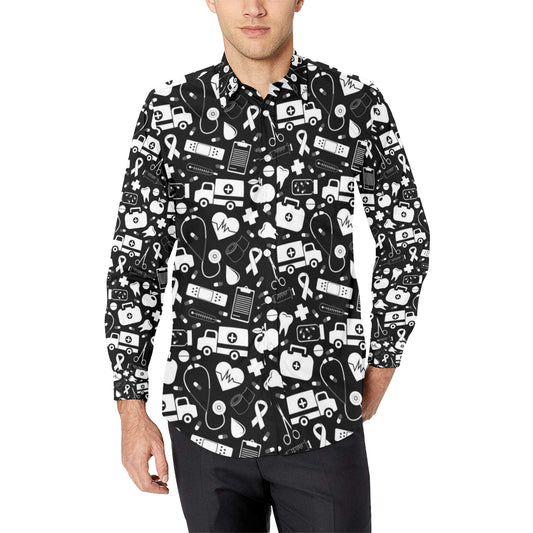 Medical Pattern Print Design 01 Men's Long Sleeve Shirt