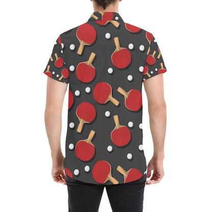 Ping Pong Pattern Print Design A05 Men's Short Sleeve Button Up Shirt